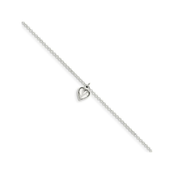 Jewelry Themed Anklets Sterling Silver Polished Shell with 1in ext Anklet 